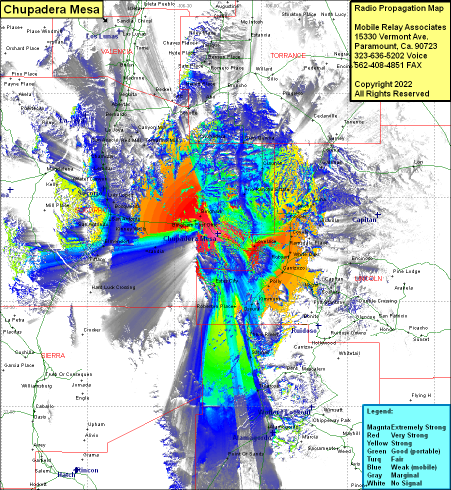heat map radio coverage Chupadera Mesa